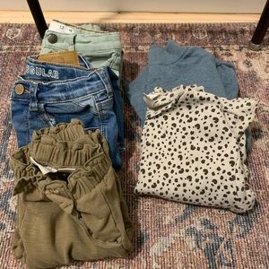 Bundle of Zara 2-3T pants and sweaters.